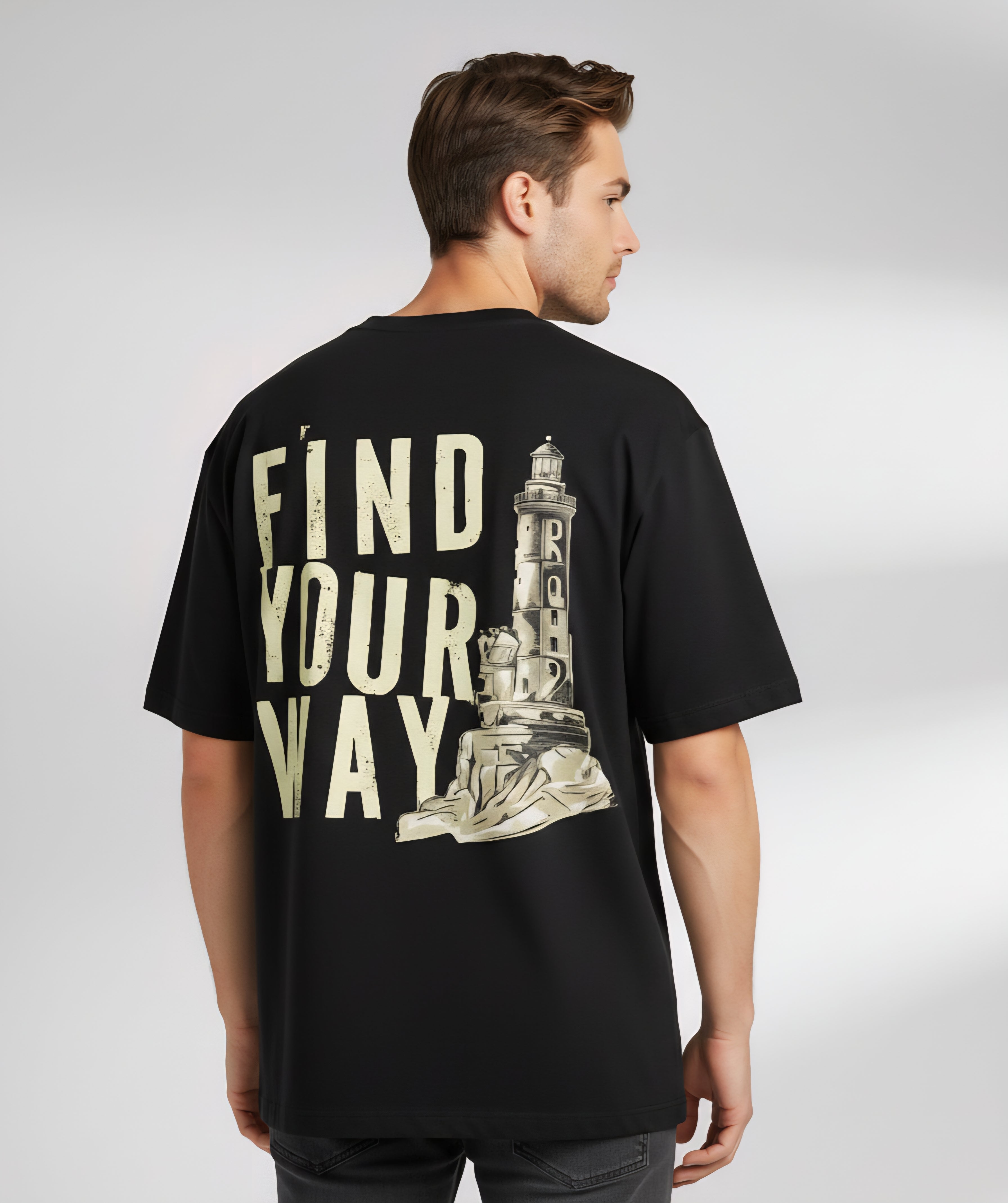 Guided by Light – Find Your Way. Oversized Printed T-Shirt