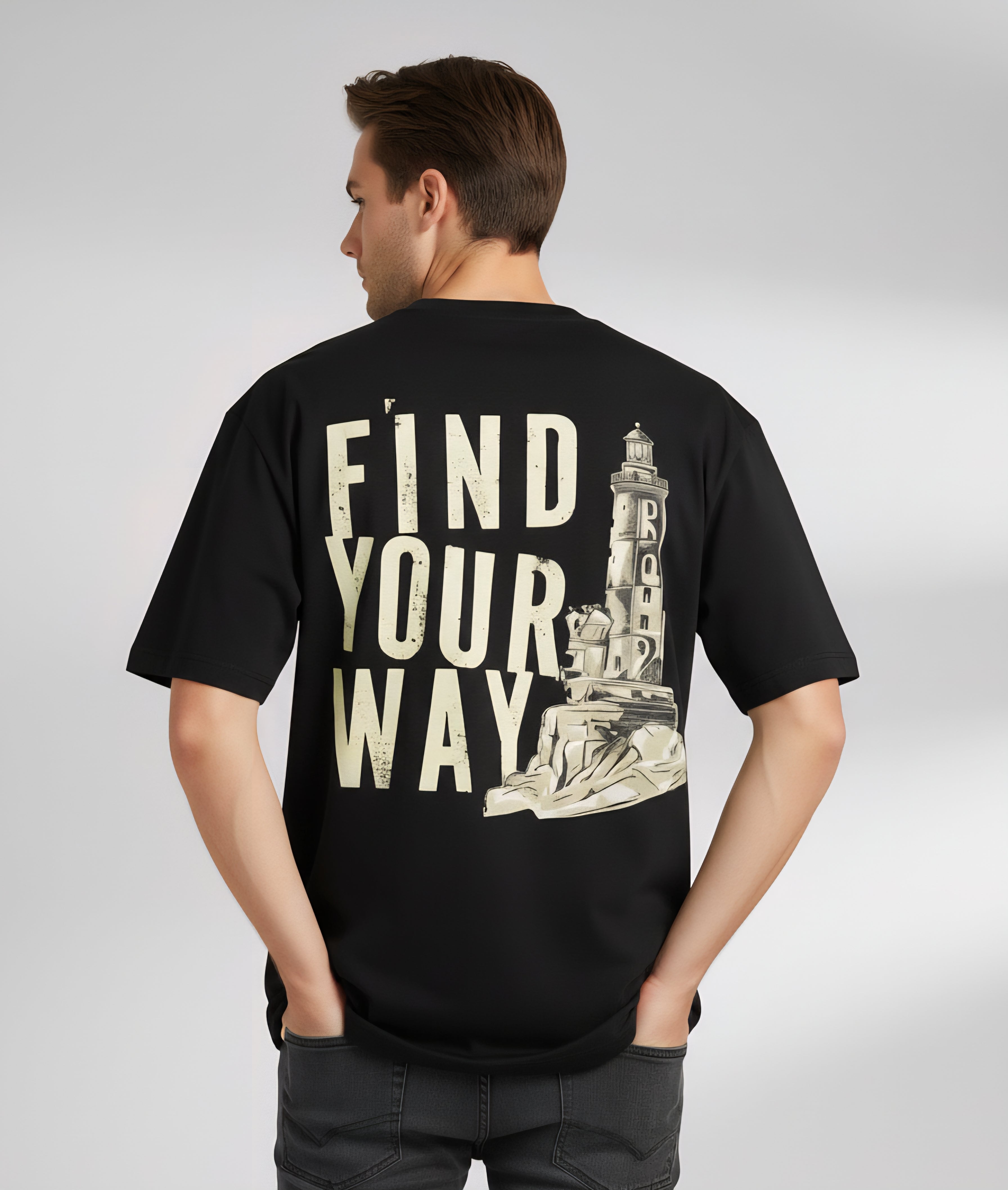 Guided by Light – Find Your Way. Oversized Printed T-Shirt