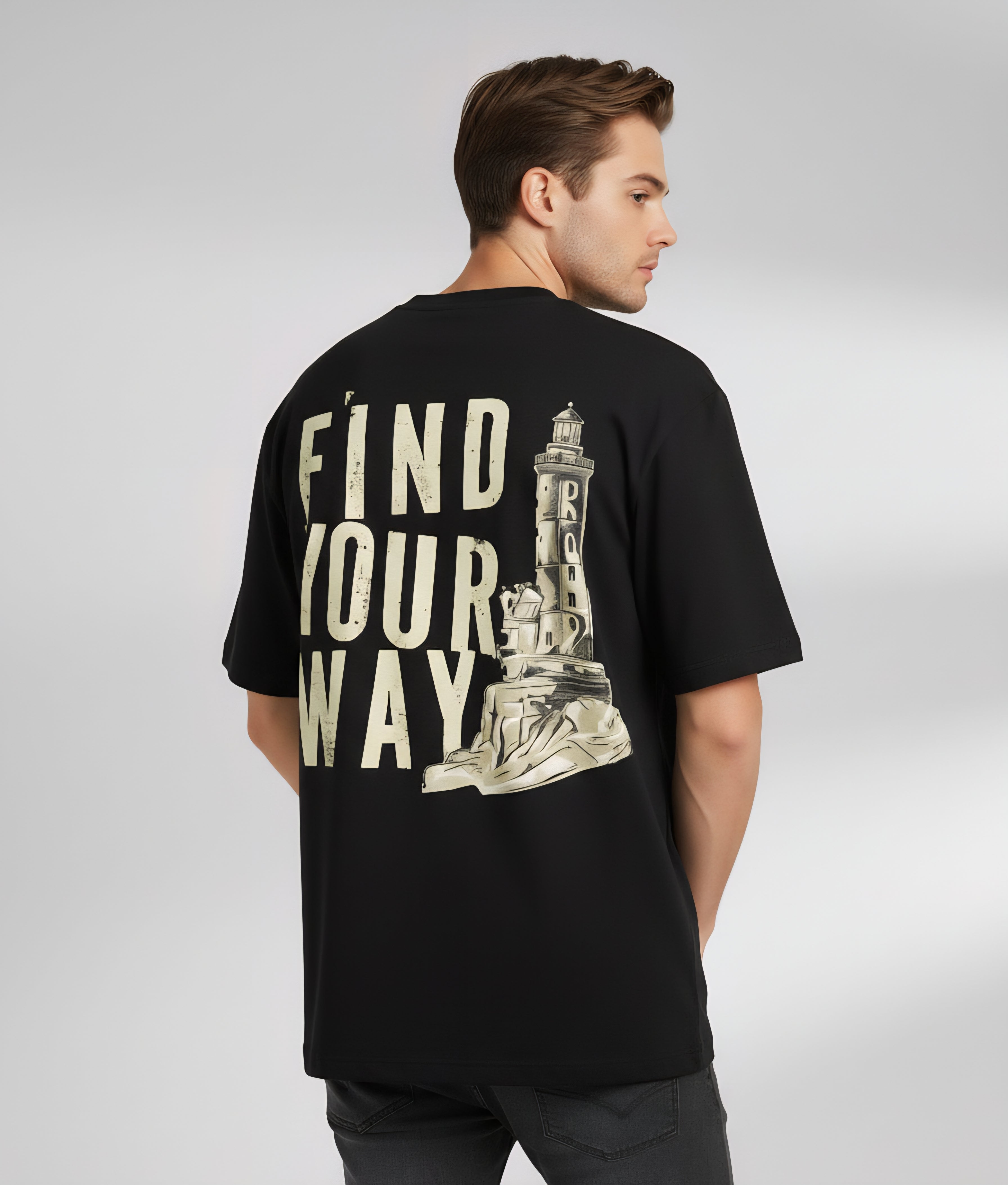 Guided by Light – Find Your Way. Oversized Printed T-Shirt