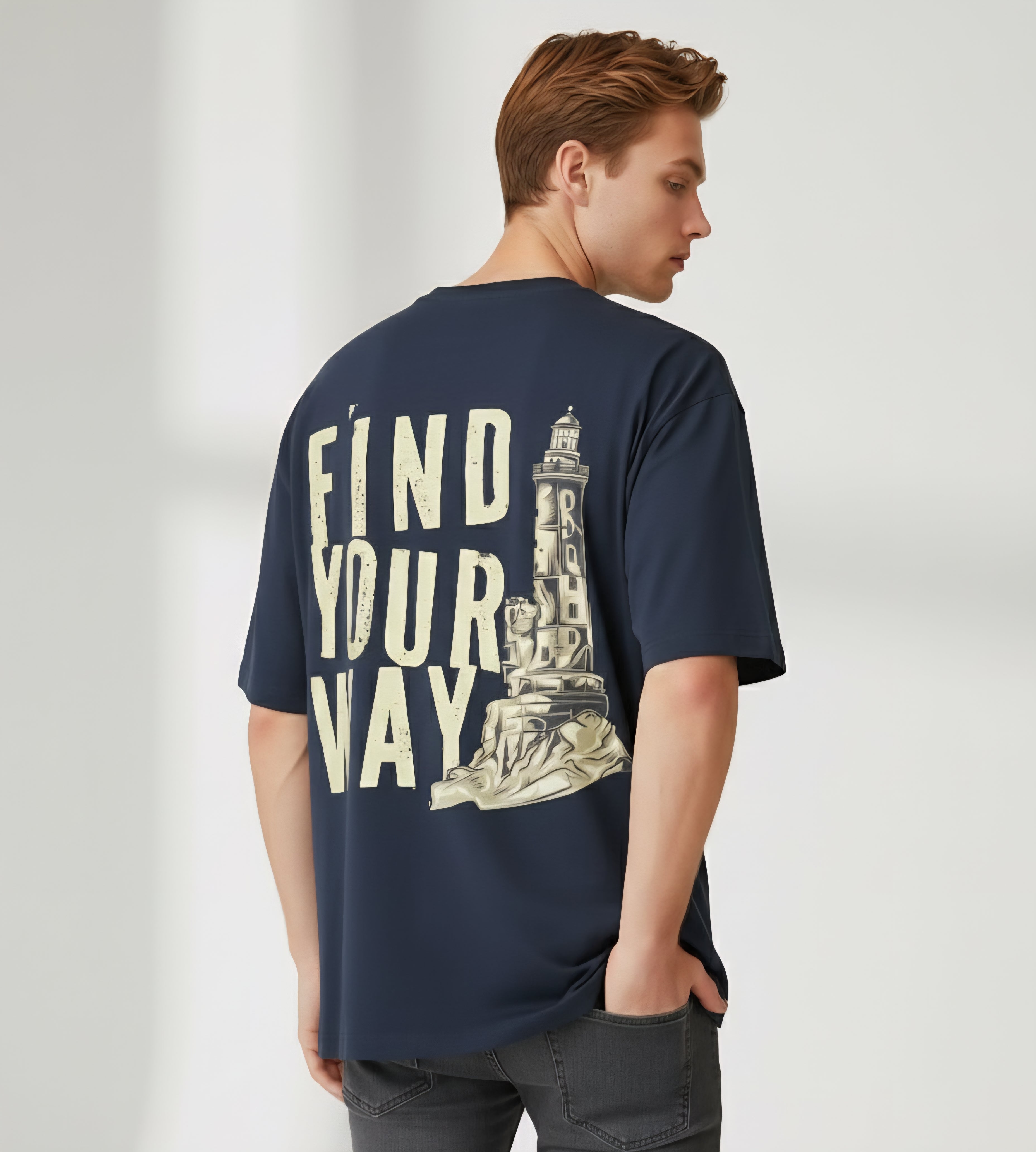 Guided by Light – Find Your Way. Oversized Printed T-Shirt